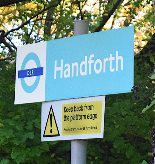 Handforth Docklands Light Railway sign