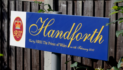 Handforth royal visit sign