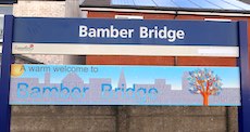 Bamber Bridge station sign