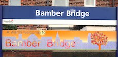 Bamber Bridge station sign
