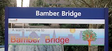 Bamber Bridge station sign
