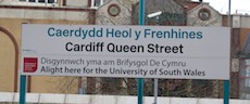 Cardiff Queen Street station sign