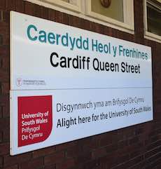 Cardiff Queen Street station sign