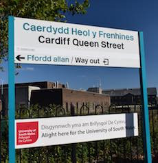 Cardiff Queen Street station sign