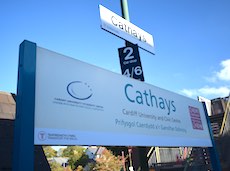 Cathays station sign