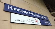 Hannover Messe/Laatzen station sign