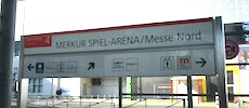 Merkur Spiel-Arena station sign