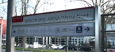 Merkur Spiel-Arena station sign