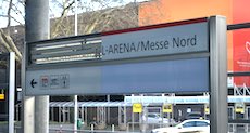 Merkur Spiel-Arena station sign