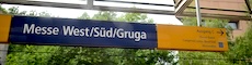 Messe West station sign