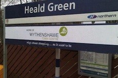 Heald Green station sign