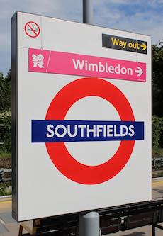 Southfields station sign