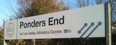 Ponders End station sign