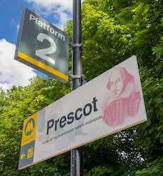 Prescot station sign