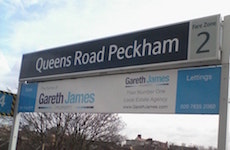 Queens Road Peckham station sign