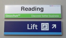 Reading station sign