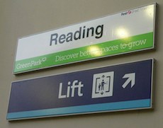 Reading station sign