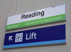 Reading station sign