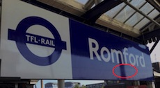 Romford station sign