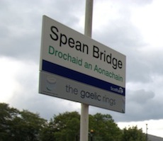 Spean Bridge station sign