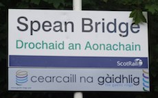 Spean Bridge station sign