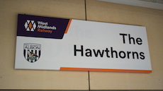 The Hawthorns station sign