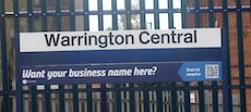 Warrington Central station sign